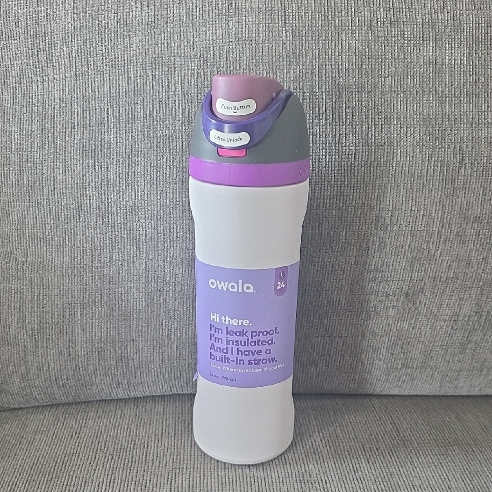 Owala Purple,Gray & Cream Free Sip Insulated Water Bottle, 24oz, New